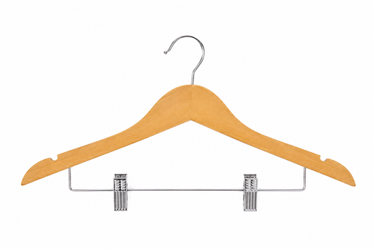 Wooden Hangers with Hanging Clips